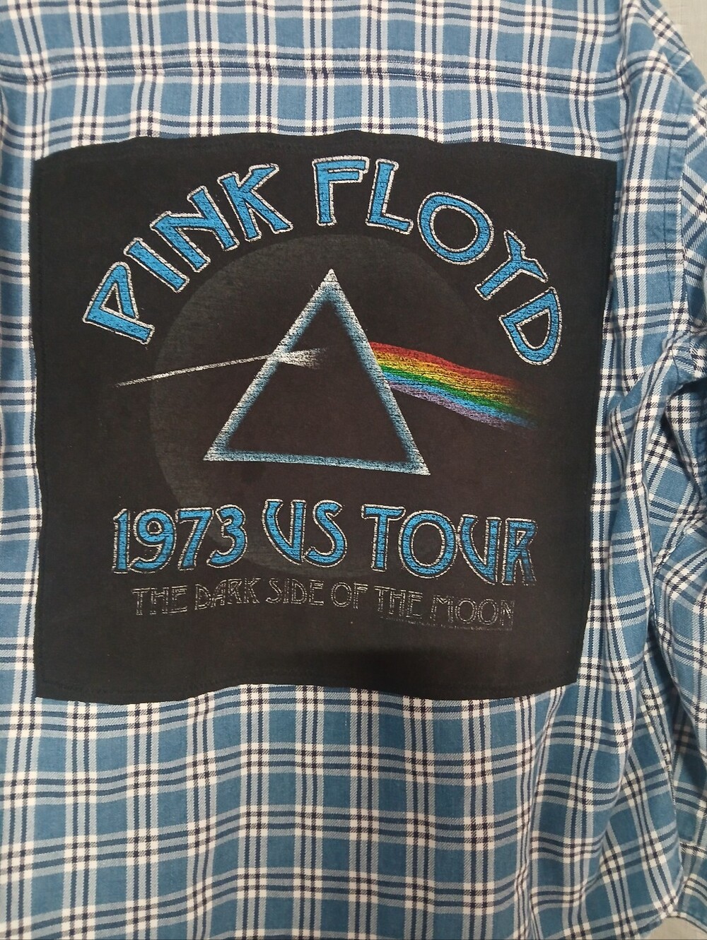 PINK FLOYD GRAPHIC UPCYCLED FLANNEL UNISEX SIZE LG PTP 23.5IN - Picture 4 of 4